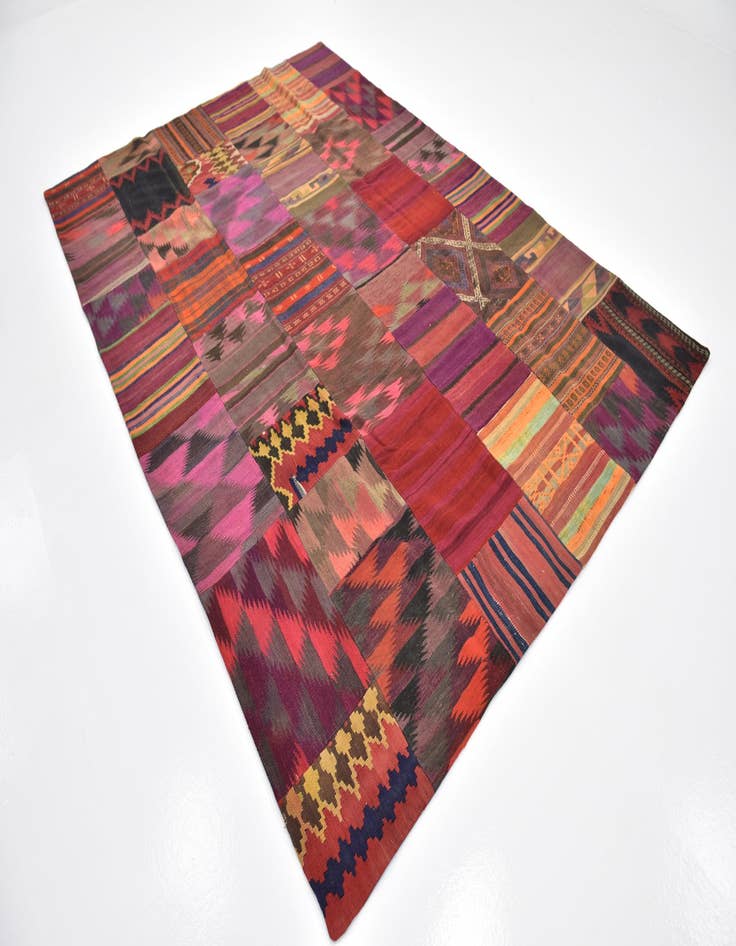 Detail image of 6' 9 x 9' 9 Hand Woven Kilim Patchwork Wool Rug