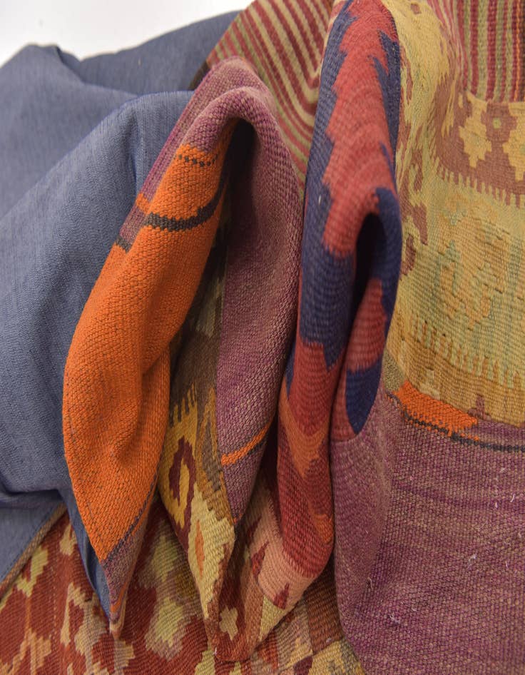 Detail image of 6' 6 x 8' Hand Woven Kilim Patchwork Wool Rug