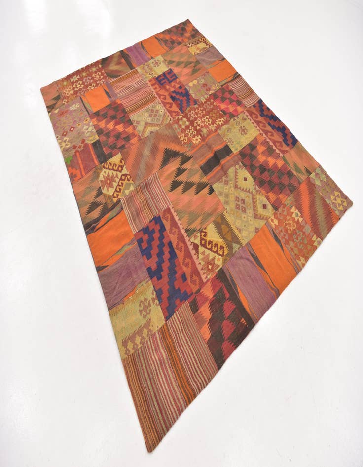 Detail image of 6' 6 x 8' Hand Woven Kilim Patchwork Wool Rug