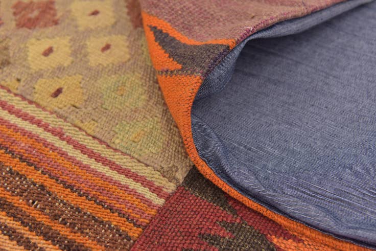 Detail image of 6' 6 x 8' Hand Woven Kilim Patchwork Wool Rug
