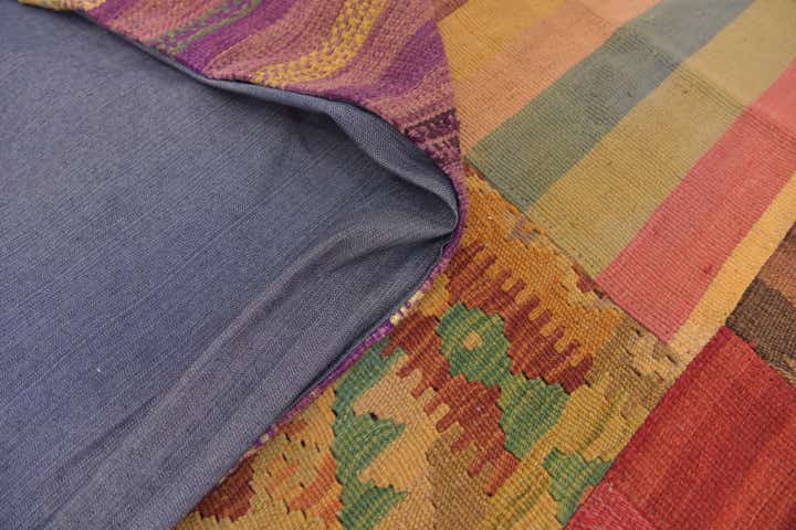 12' 5 x 15' Hand Woven Kilim Patchwork Wool Rug