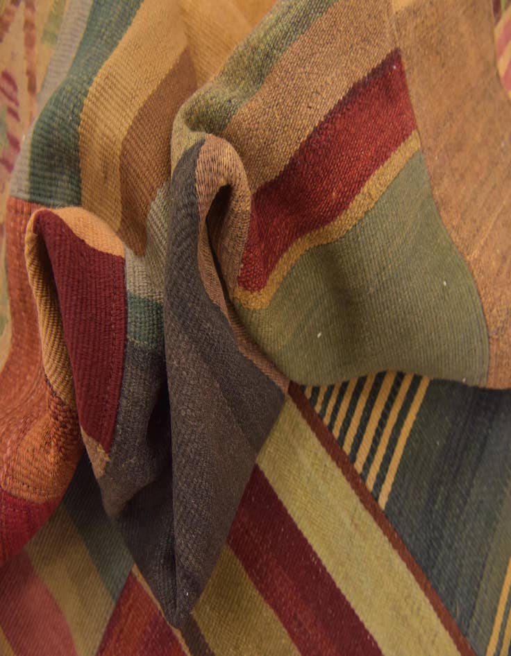 Detail image of 12' 5 x 15'  Hand Woven Kilim Patchwork Wool Rug