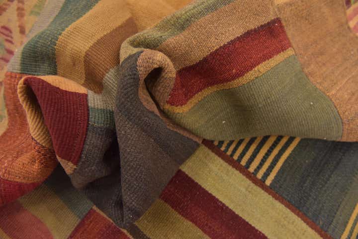 12' 5 x 15' Hand Woven Kilim Patchwork Wool Rug