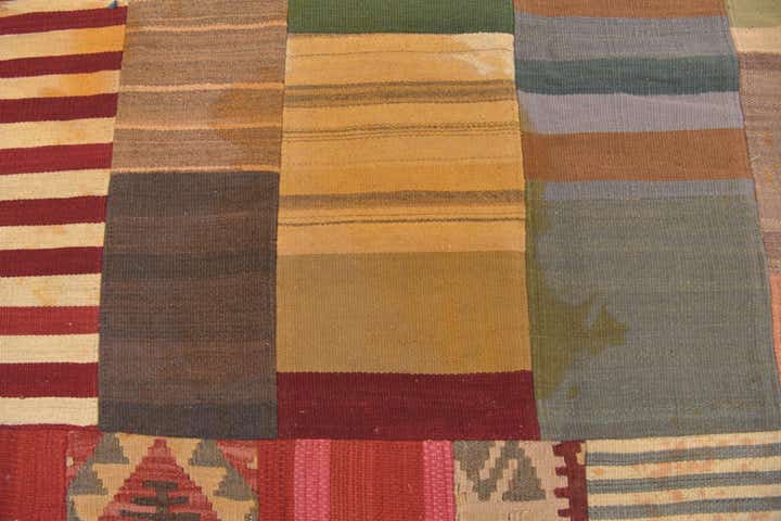 12' 5 x 15' Hand Woven Kilim Patchwork Wool Rug