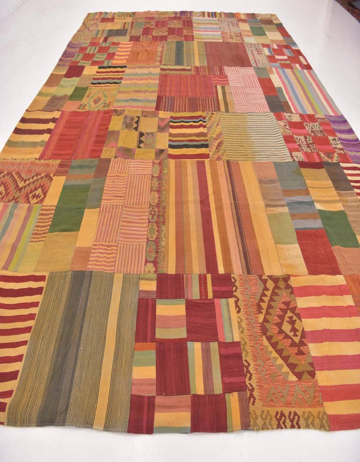Detail image of 12' 5 x 15'  Hand Woven Kilim Patchwork Wool Rug