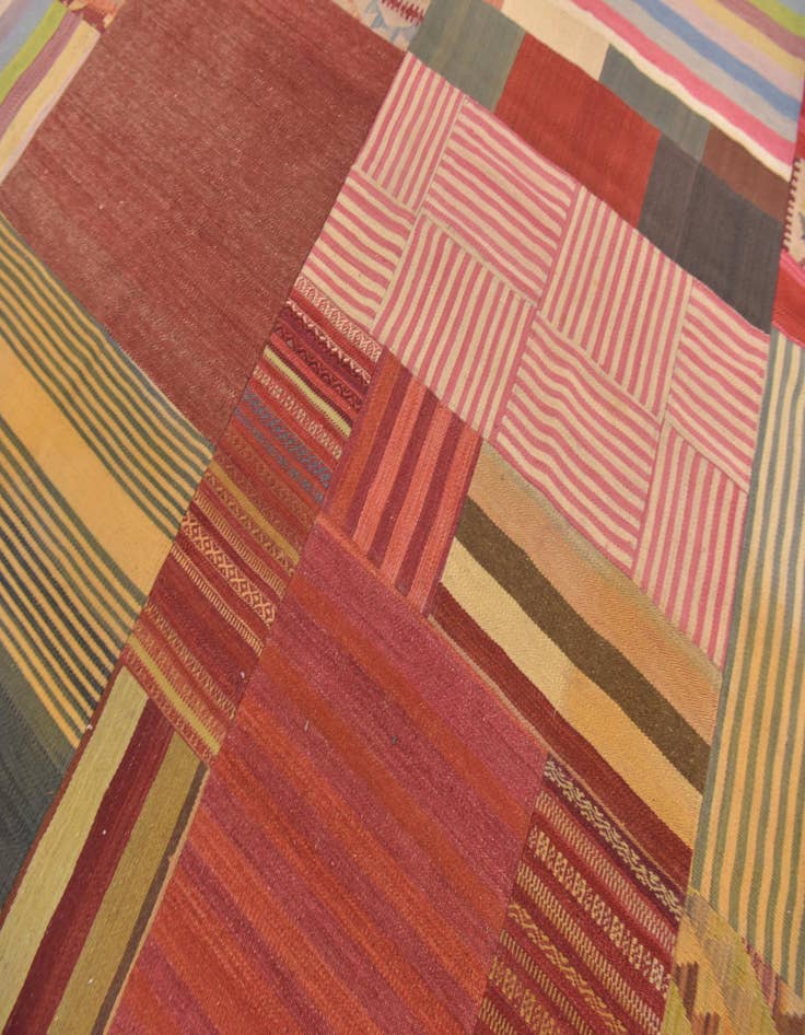 Detail image of 12' 5 x 15'  Hand Woven Kilim Patchwork Wool Rug