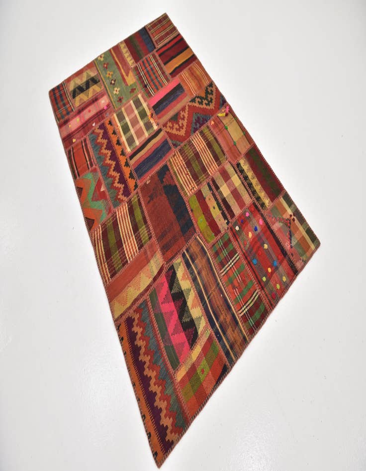 Detail image of 4' x 6' 2 Hand Woven Kilim Patchwork Wool Rug