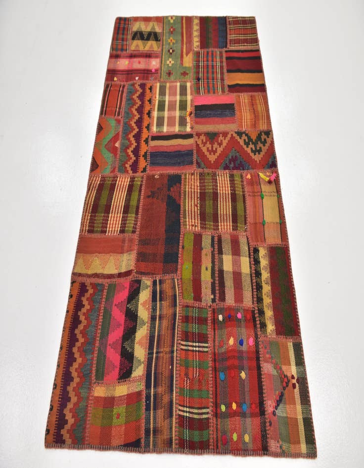 Detail image of 4' x 6' 2 Hand Woven Kilim Patchwork Wool Rug