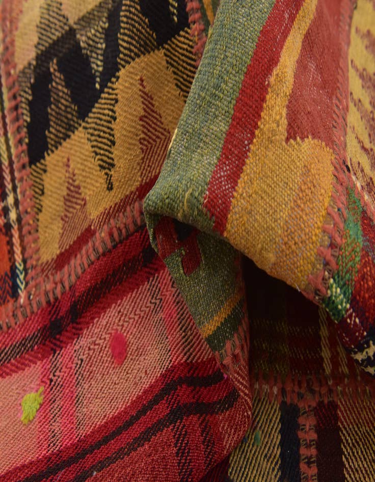 Detail image of 4' x 6' 2 Hand Woven Kilim Patchwork Wool Rug
