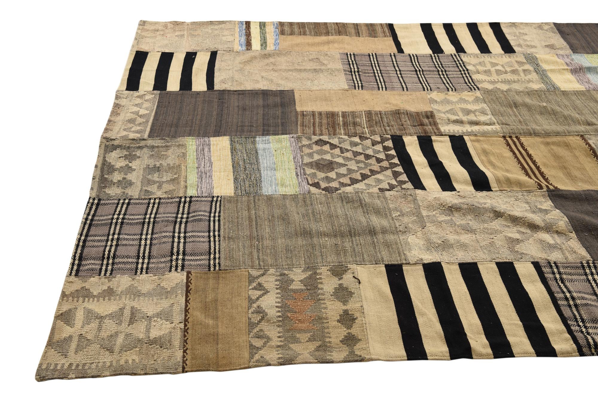 6' 8 x 9' 11 Hand Woven Kilim Patchwork Wool Rug
