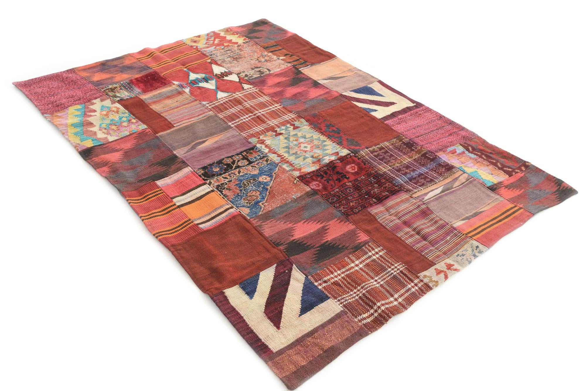 5' x 6' 8 Hand Woven Kilim Patchwork Wool Rug