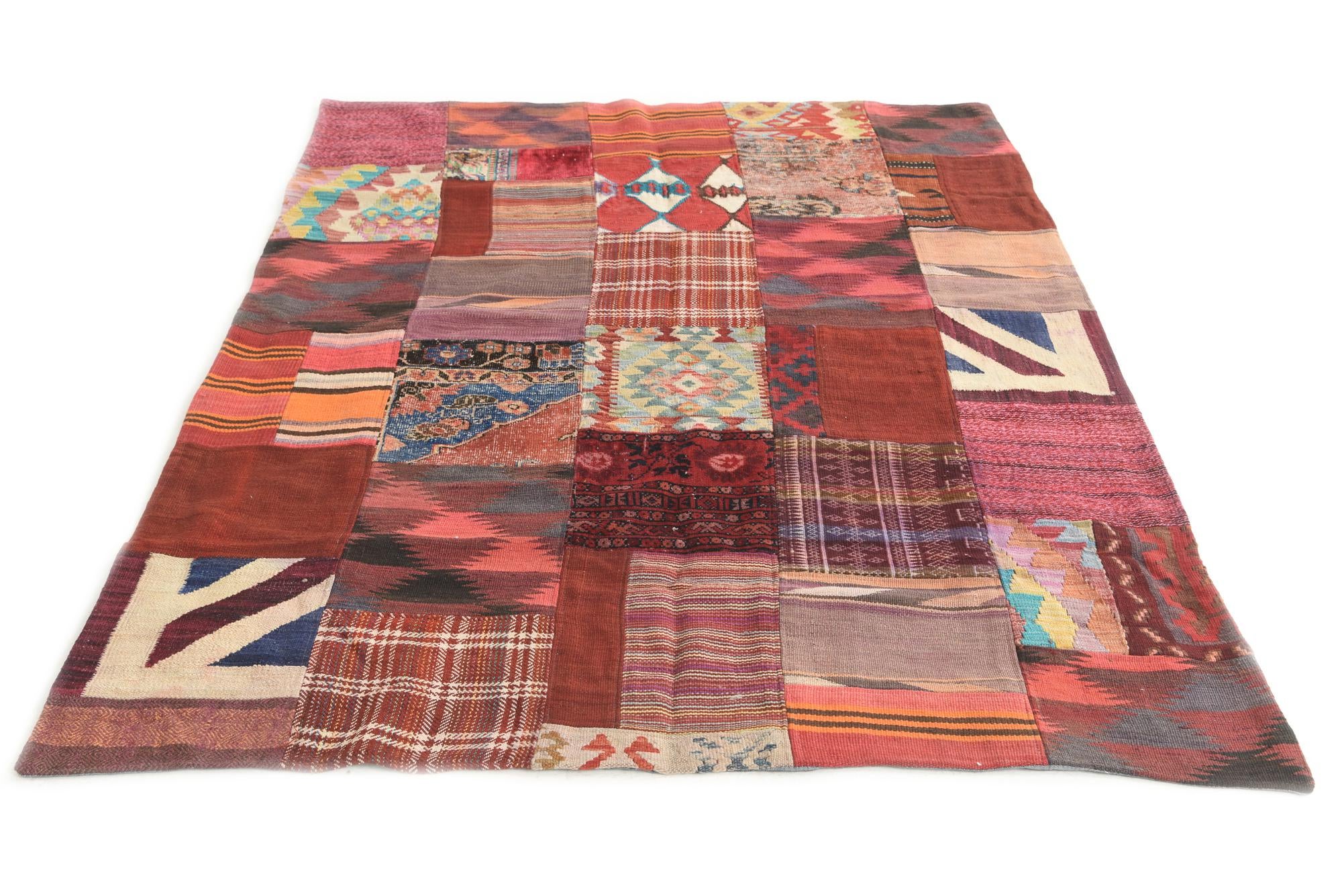 5' x 6' 8 Hand Woven Kilim Patchwork Wool Rug
