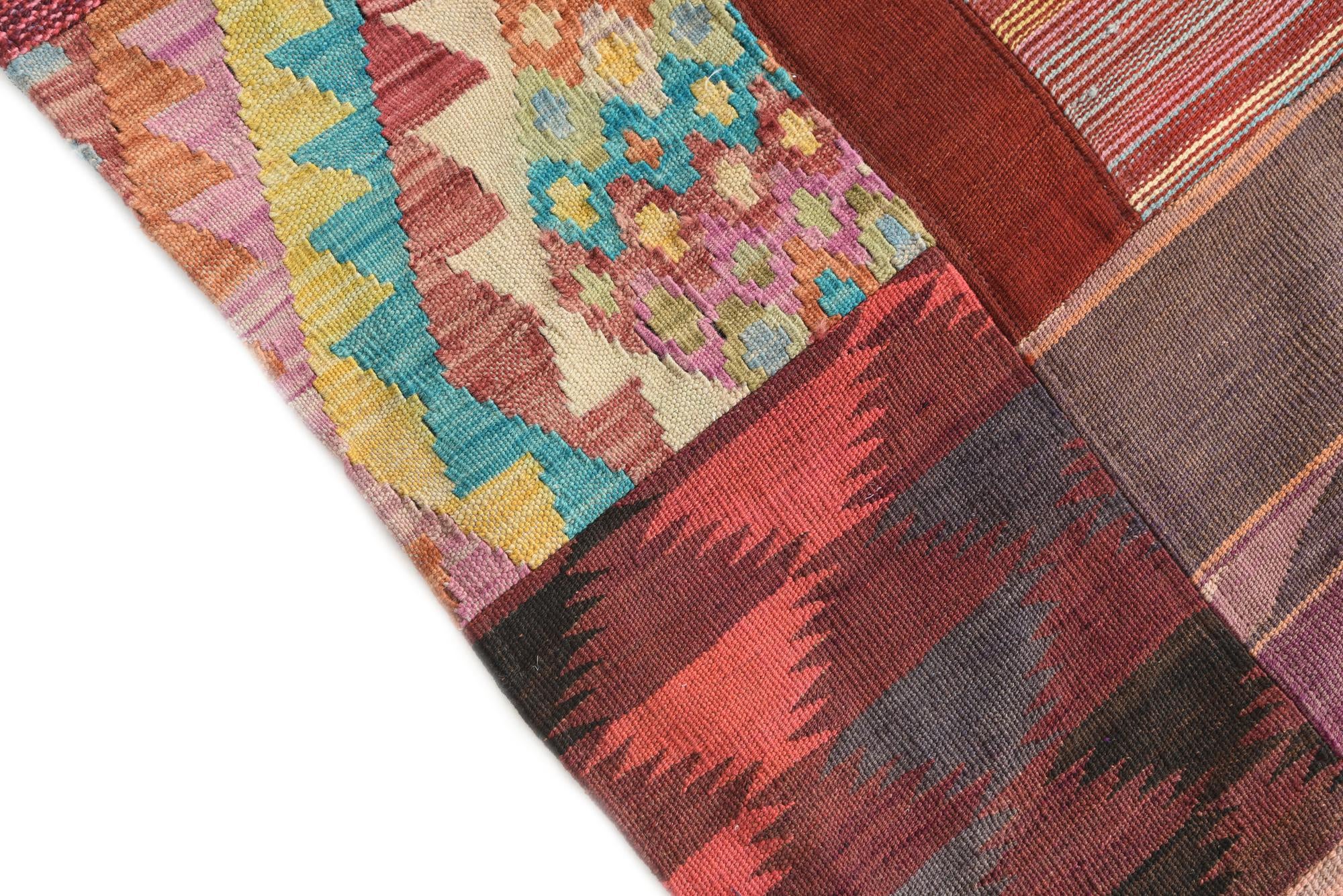 5' x 6' 8 Hand Woven Kilim Patchwork Wool Rug
