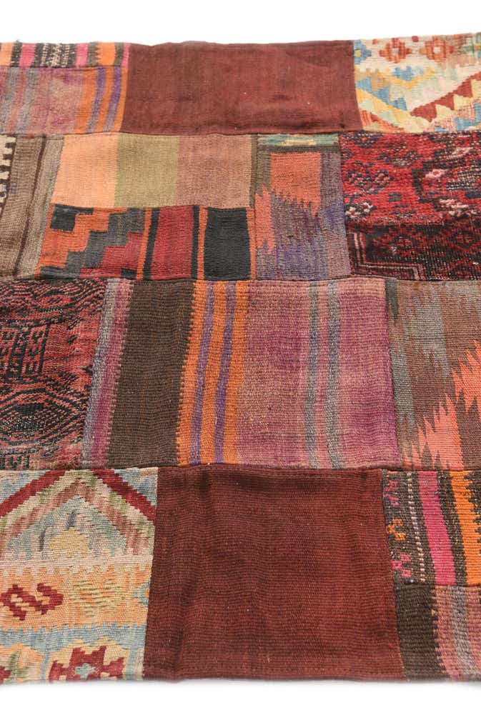3' 7 x 5' 2 Hand Woven Kilim Patchwork Wool Rug