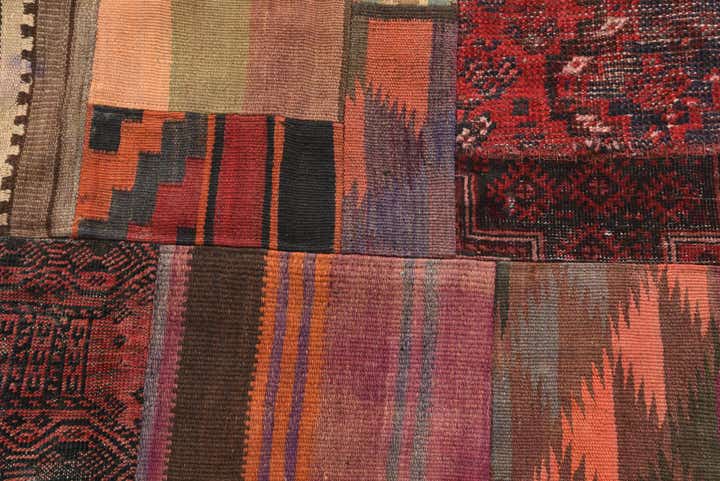 3' 7 x 5' 2 Hand Woven Kilim Patchwork Wool Rug