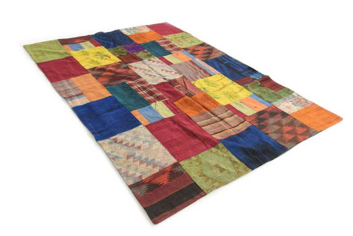 5' 7 x 7' 10 Hand Woven Kilim Patchwork Wool Rug