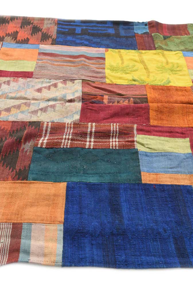 5' 7 x 7' 10 Hand Woven Kilim Patchwork Wool Rug