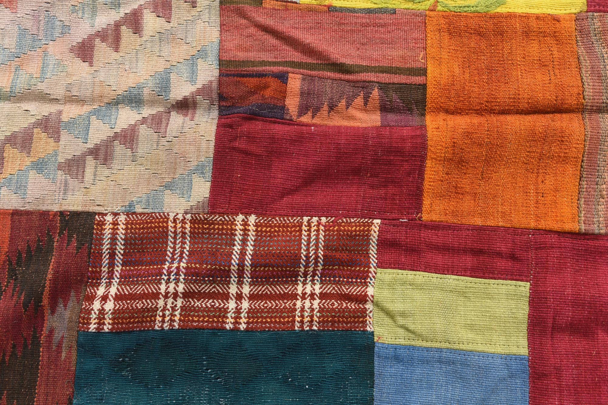 5' 7 x 7' 10 Hand Woven Kilim Patchwork Wool Rug