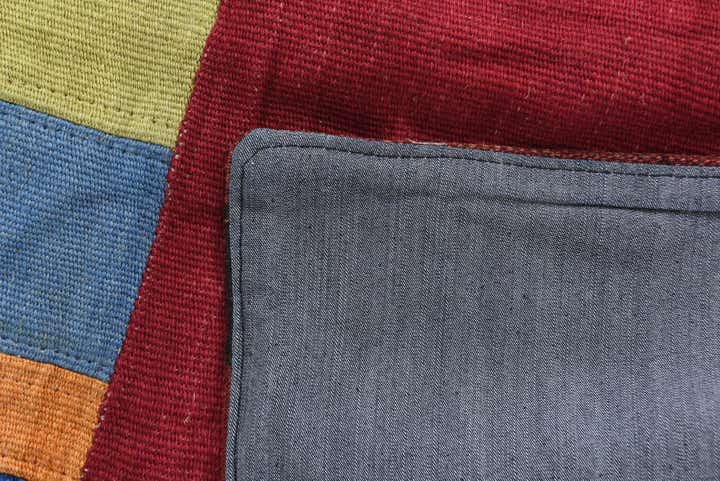 5' 7 x 7' 10 Hand Woven Kilim Patchwork Wool Rug