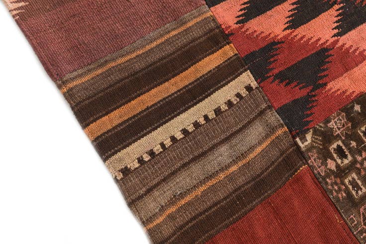 Detail image of 5' 6 x 8' Hand Woven Kilim Patchwork Wool Rug