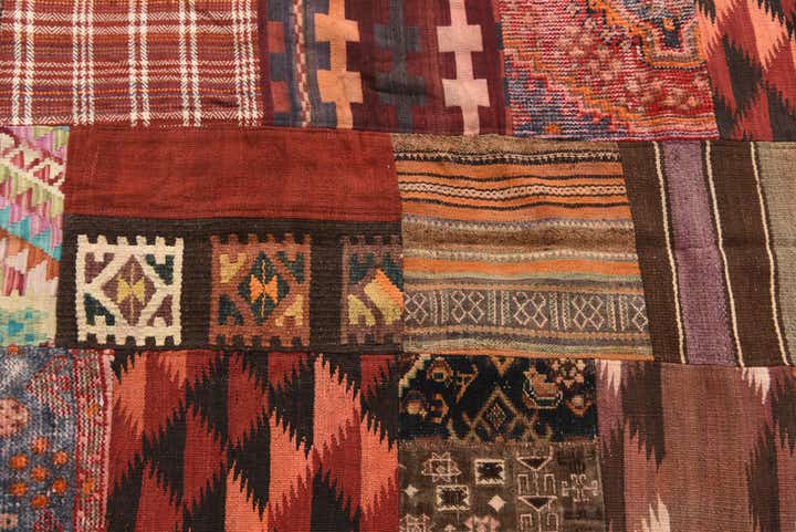 5' 6 x 8' Hand Woven Kilim Patchwork Wool Rug