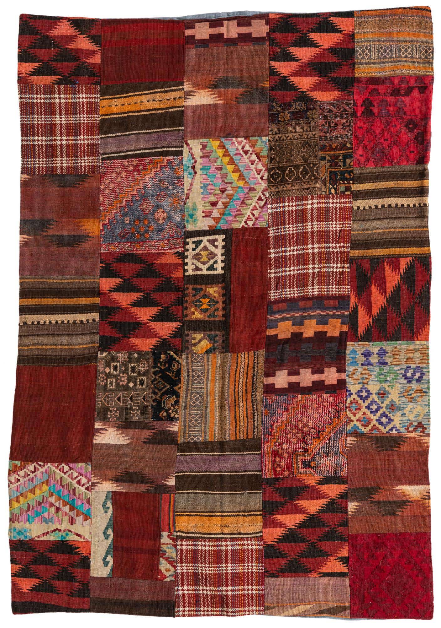 5' 6 x 8' Hand Woven Kilim Patchwork Wool Rug