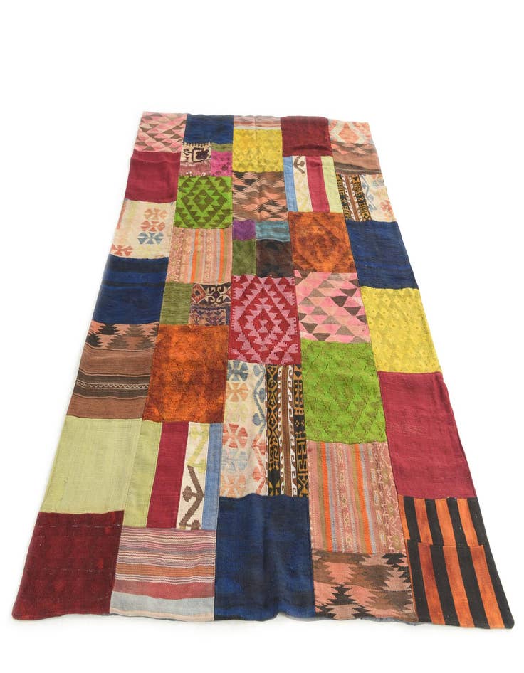 Detail image of 5' 9 x 7' 10  Hand Woven Kilim Patchwork Wool Rug