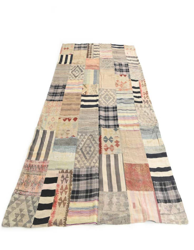 Detail image of 6' 4 x 10' Hand Woven Kilim Patchwork Wool Rug