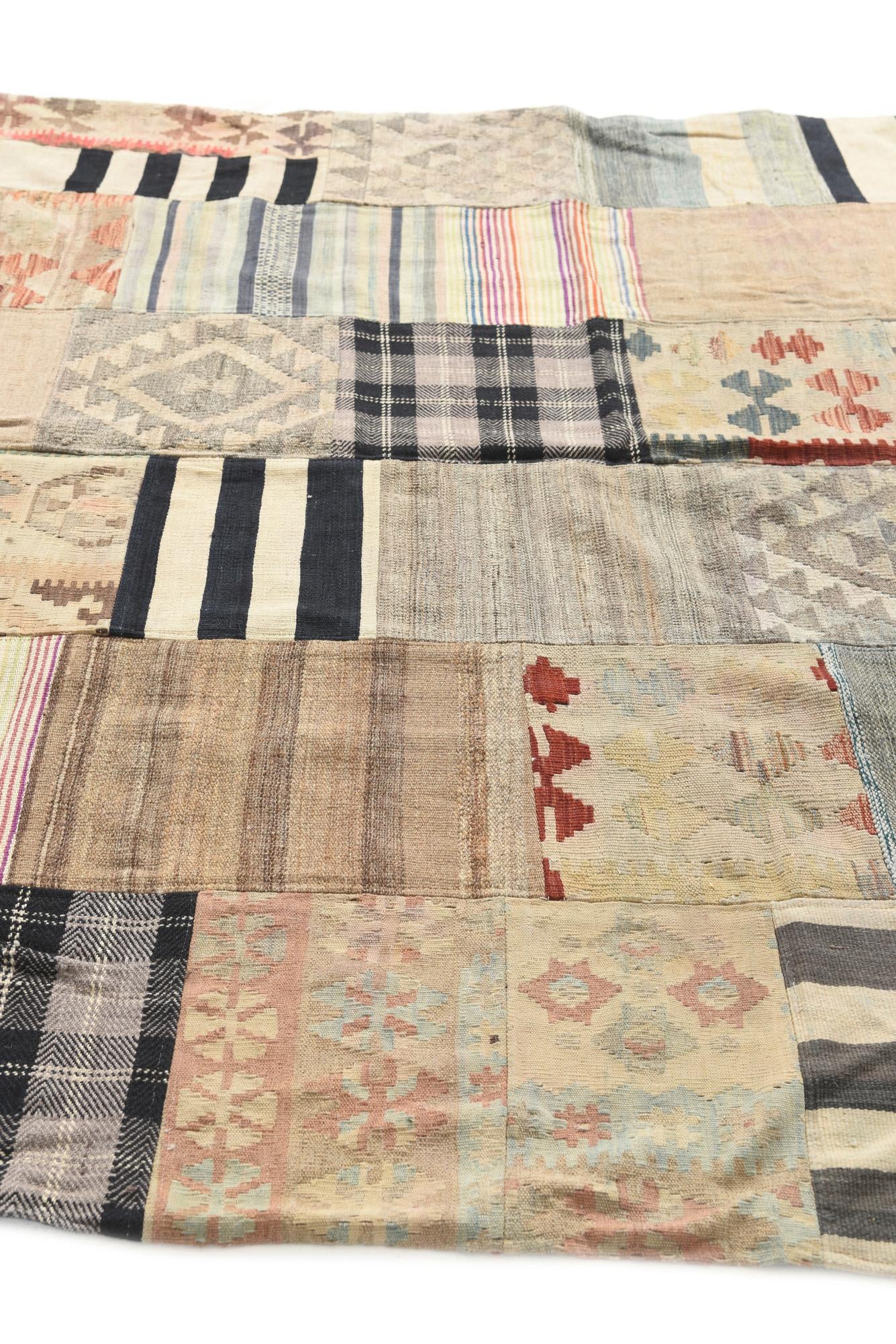 6' 4 x 10' Hand Woven Kilim Patchwork Wool Rug
