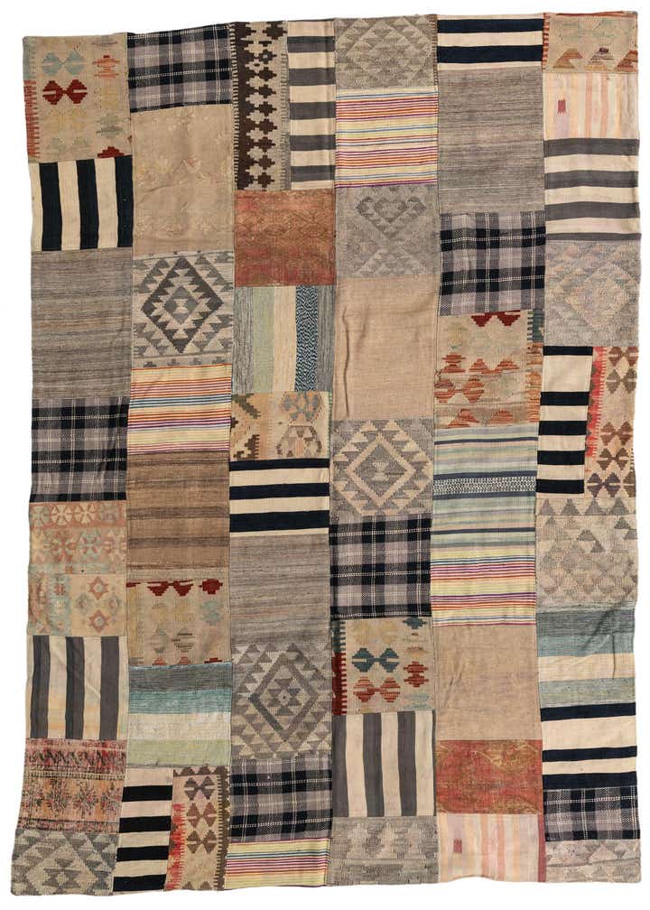 6' 4 x 10' Hand Woven Kilim Patchwork Wool Rug