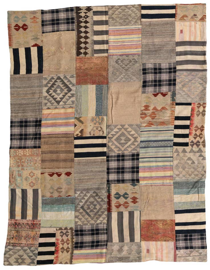 Detail image of 6' 4 x 10' Hand Woven Kilim Patchwork Wool Rug