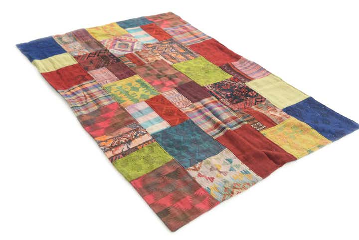 4' 1 x 6' 1 Hand Woven Kilim Patchwork Wool Rug