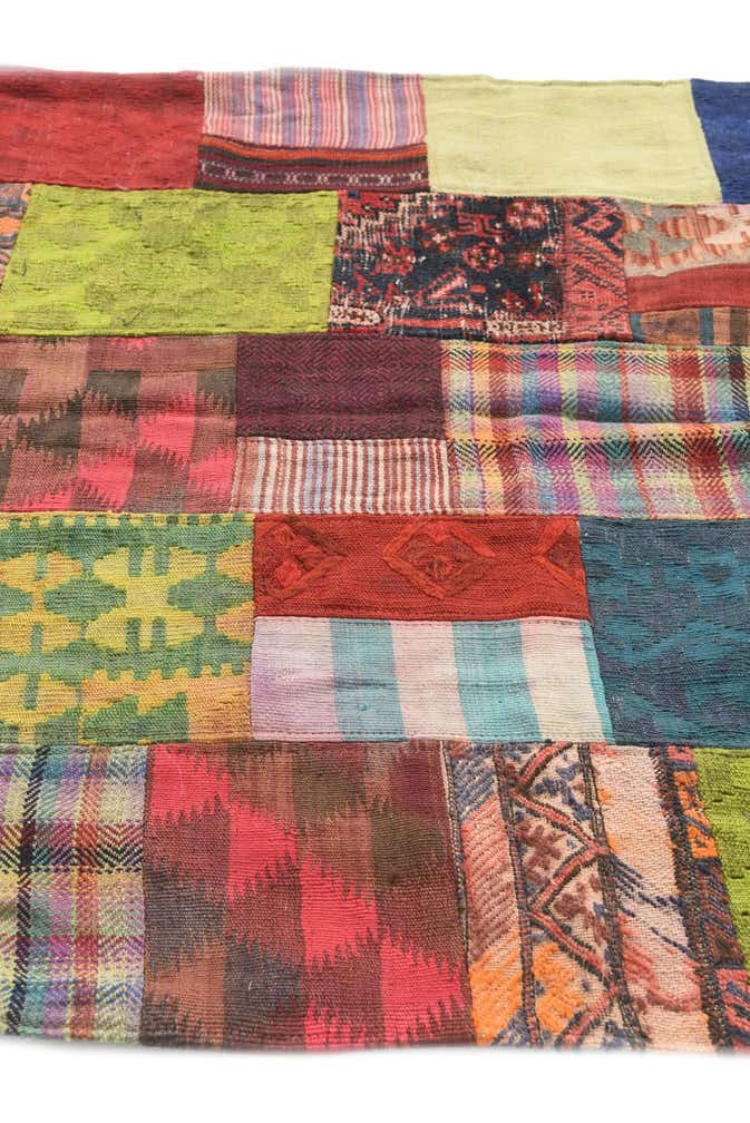 4' 1 x 6' 1 Hand Woven Kilim Patchwork Wool Rug