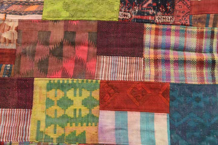 4' 1 x 6' 1 Hand Woven Kilim Patchwork Wool Rug