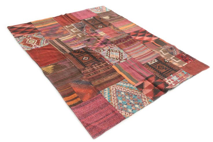 Detail image of 5' x 6' 5 Hand Woven Kilim Patchwork Wool Rug