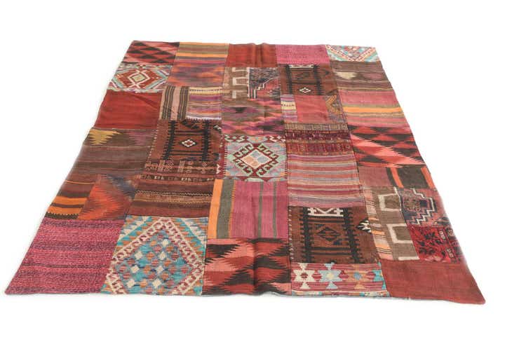 5' x 6' 5 Hand Woven Kilim Patchwork Wool Rug
