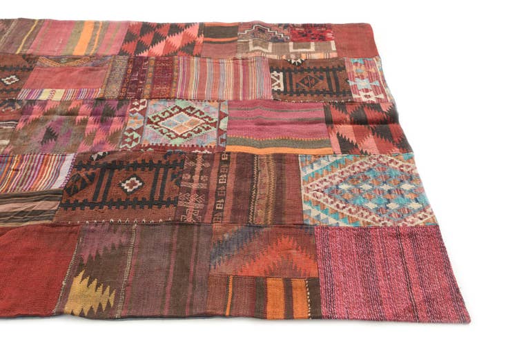 Detail image of 5' x 6' 5 Hand Woven Kilim Patchwork Wool Rug