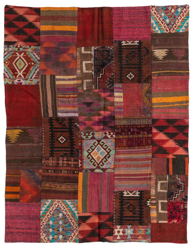 Detail image of 5' x 6' 5 Hand Woven Kilim Patchwork Wool Rug