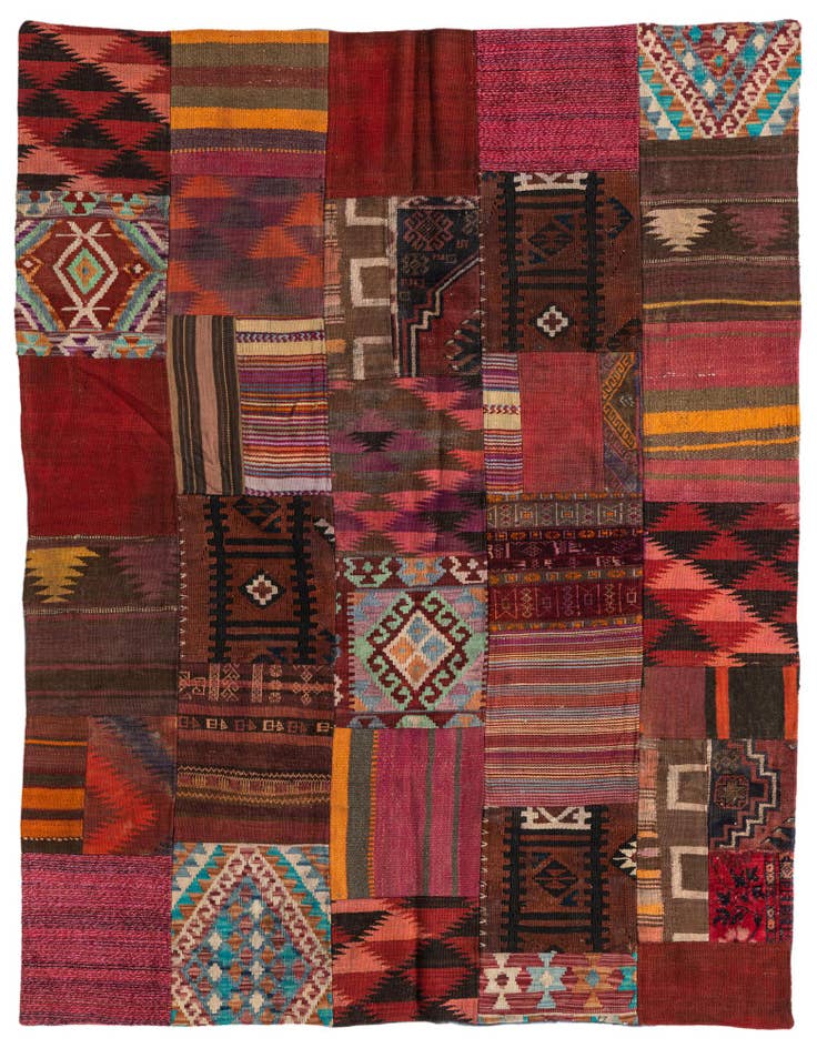 Detail image of 5' x 6' 5 Hand Woven Kilim Patchwork Wool Rug