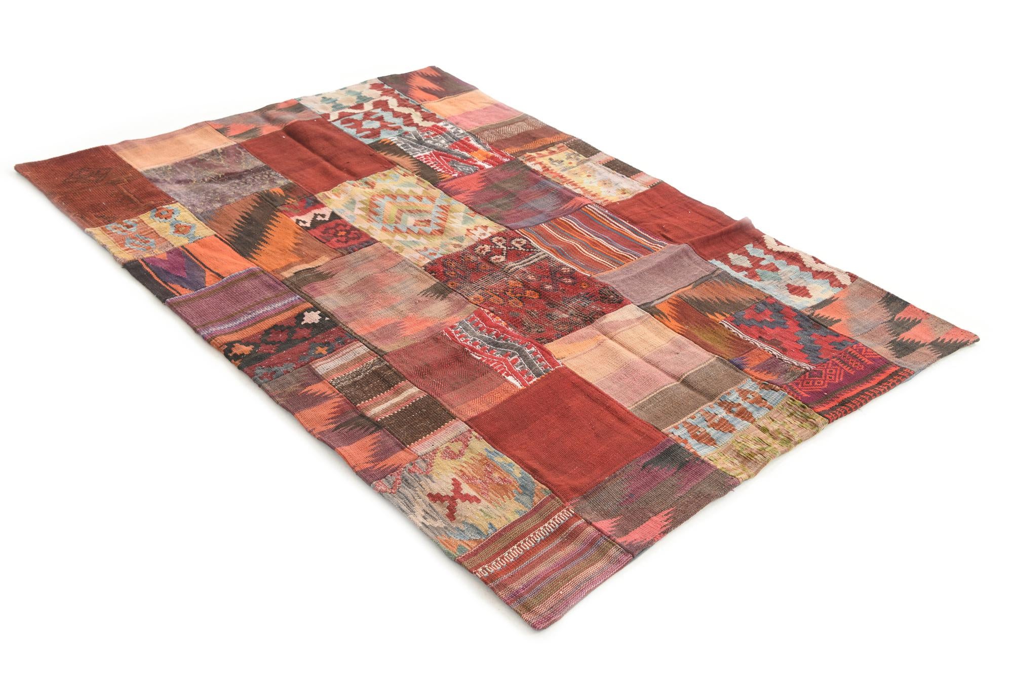 4' 2 x 6' Hand Woven Kilim Patchwork Wool Rug