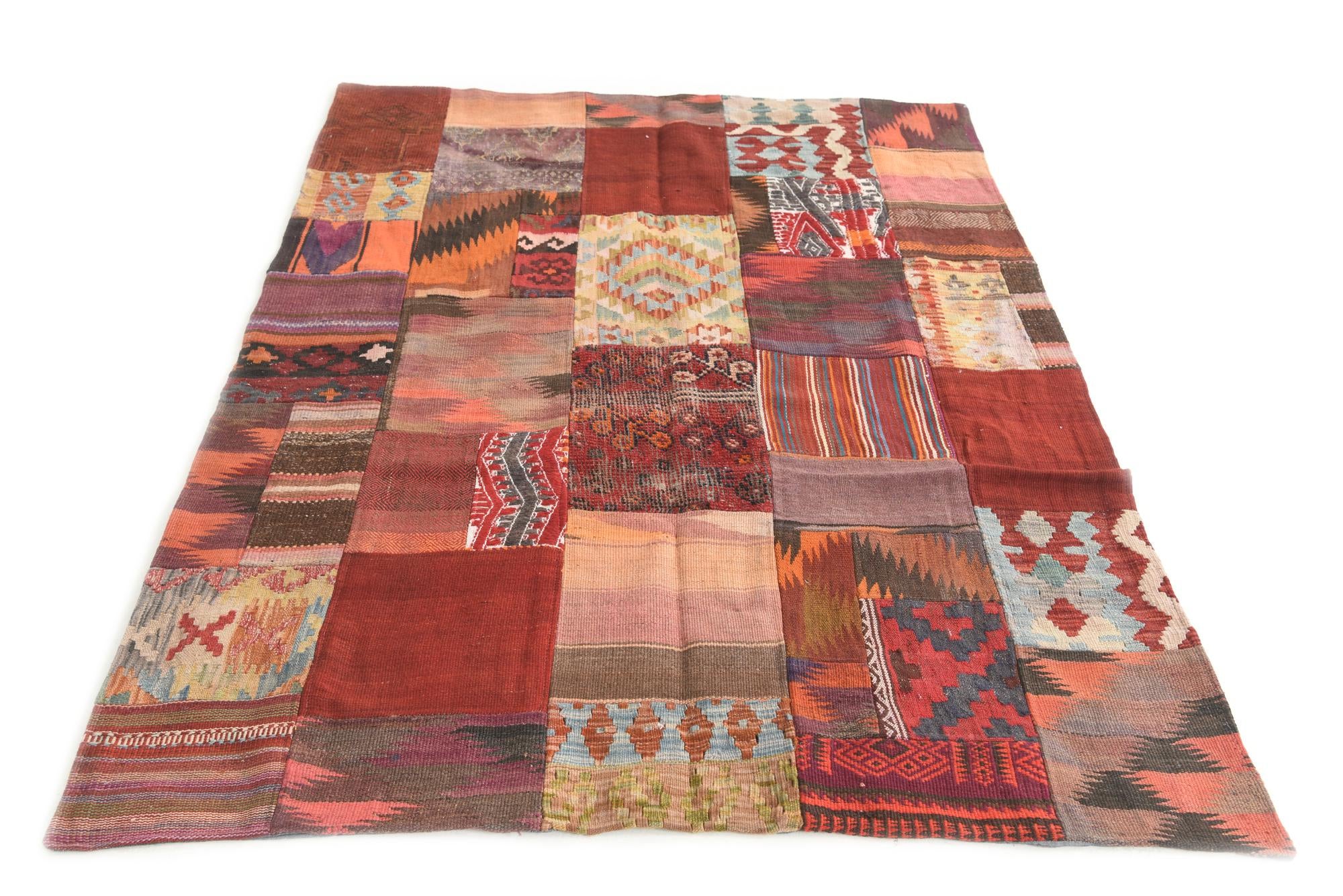 4' 2 x 6' Hand Woven Kilim Patchwork Wool Rug