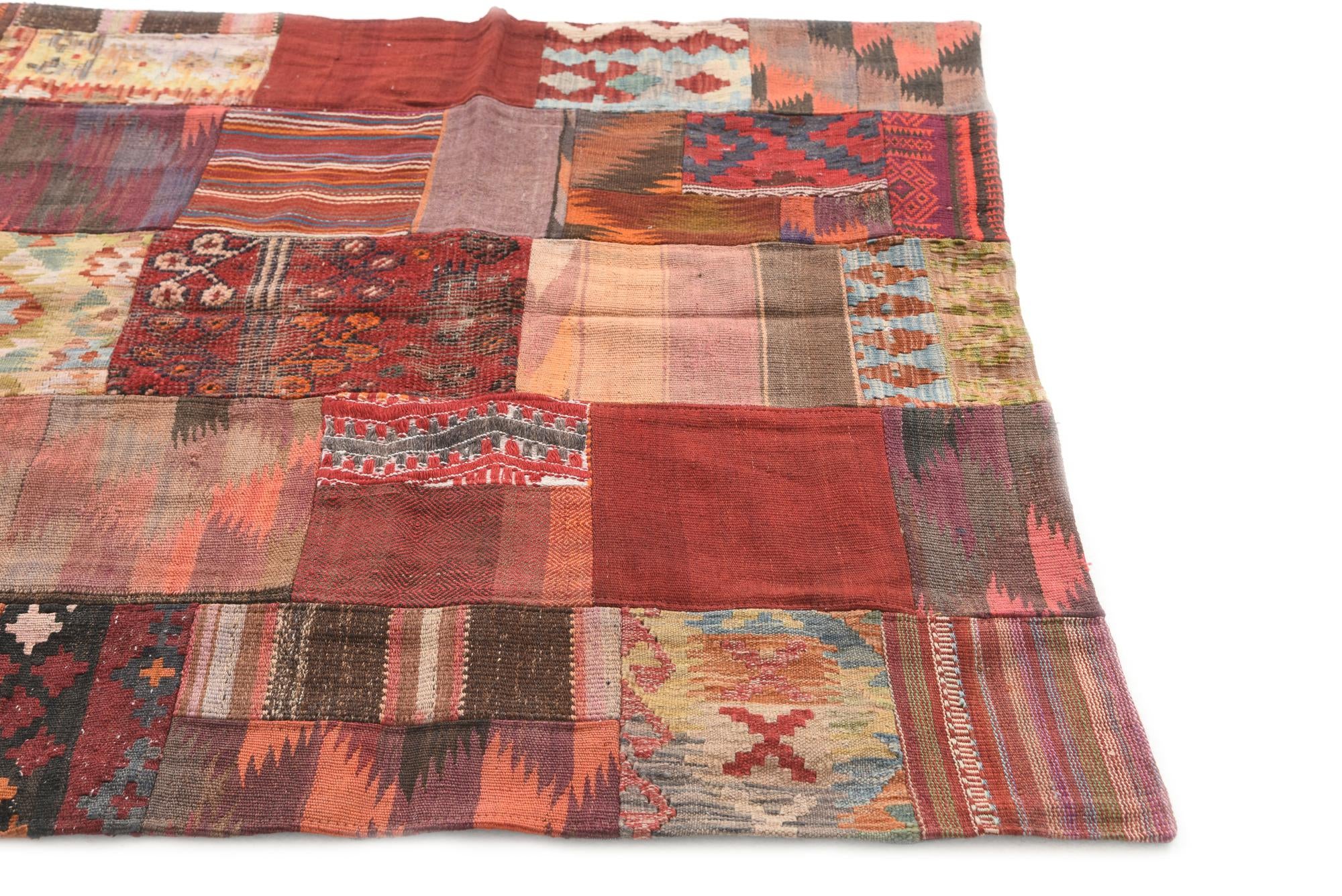 4' 2 x 6' Hand Woven Kilim Patchwork Wool Rug
