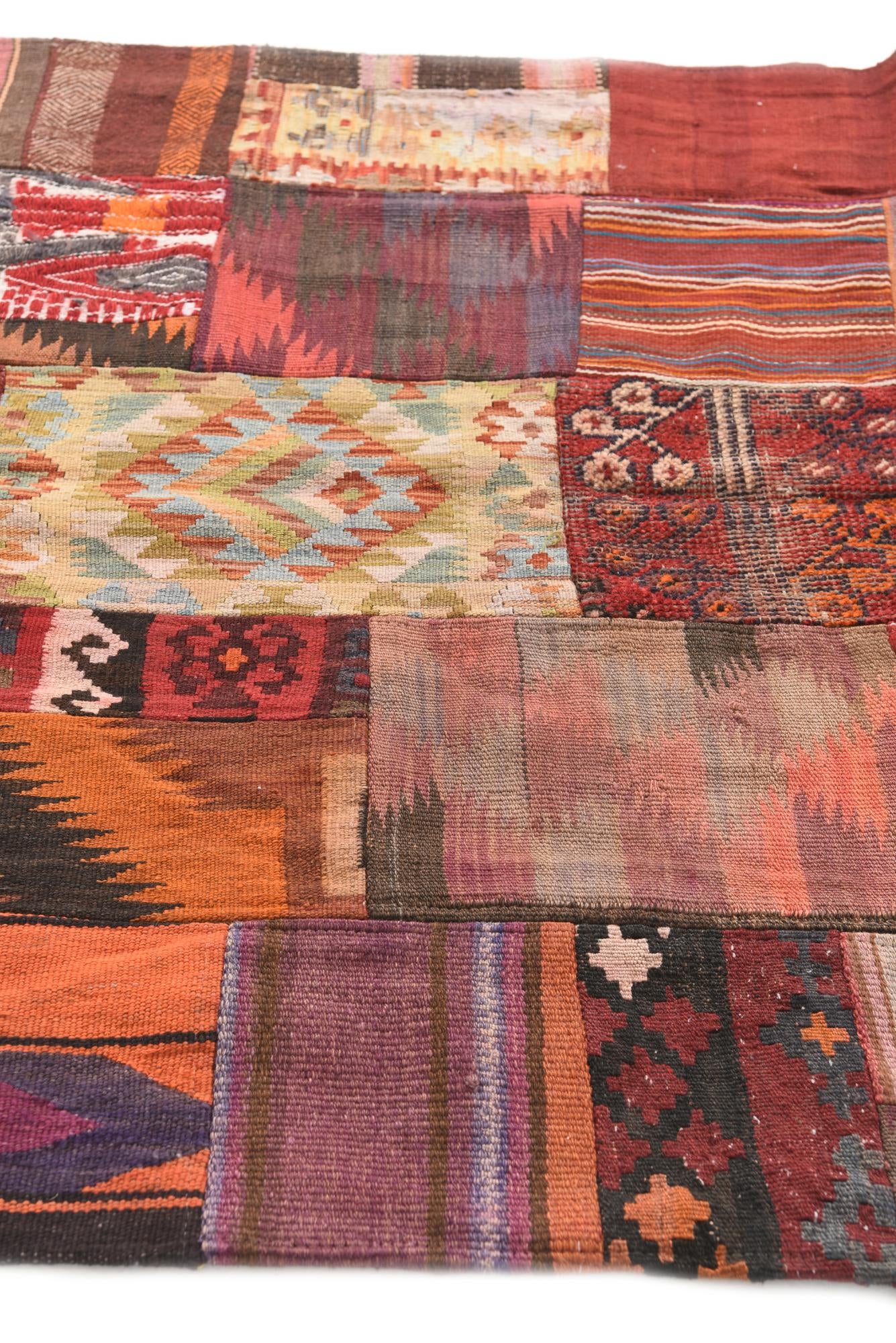4' 2 x 6' Hand Woven Kilim Patchwork Wool Rug