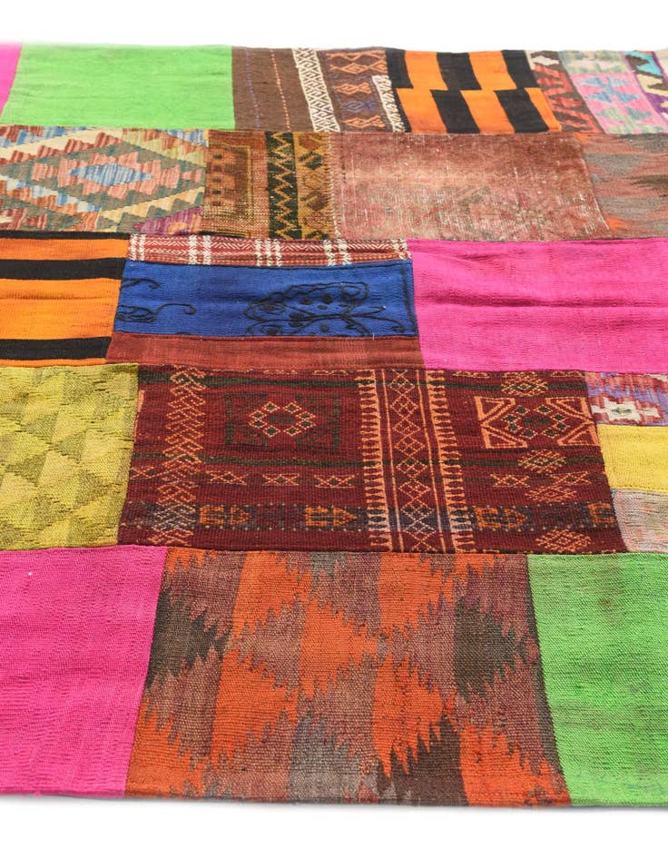 Detail image of 5' 6 x 7' 10 Hand Woven Kilim Patchwork Wool Rug