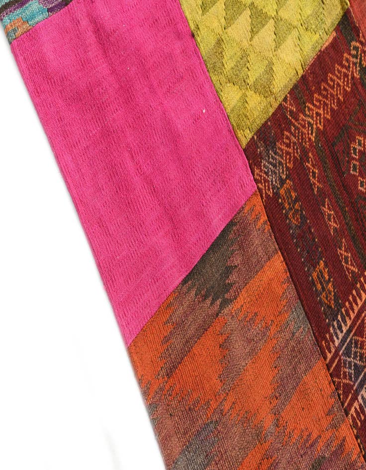 Detail image of 5' 6 x 7' 10 Hand Woven Kilim Patchwork Wool Rug