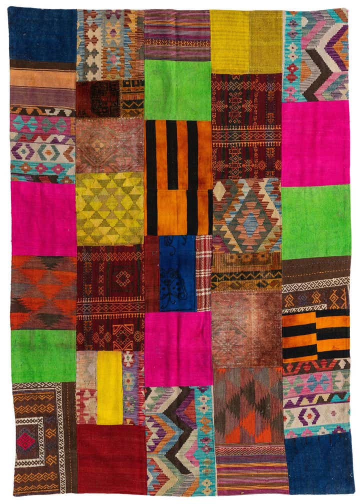 5' 6 x 7' 10 Hand Woven Kilim Patchwork Wool Rug