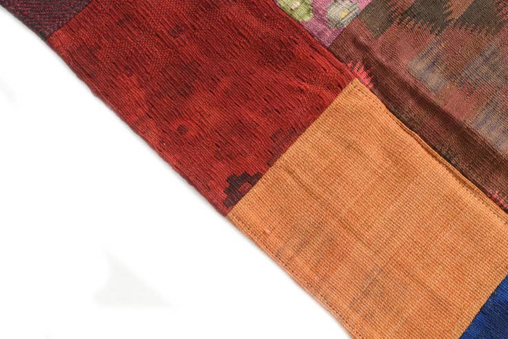 Detail image of 4' 1 x 6' Hand Woven Kilim Patchwork Wool Rug