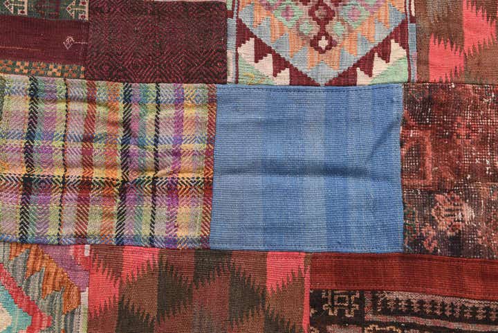4' 1 x 6' Hand Woven Kilim Patchwork Wool Rug