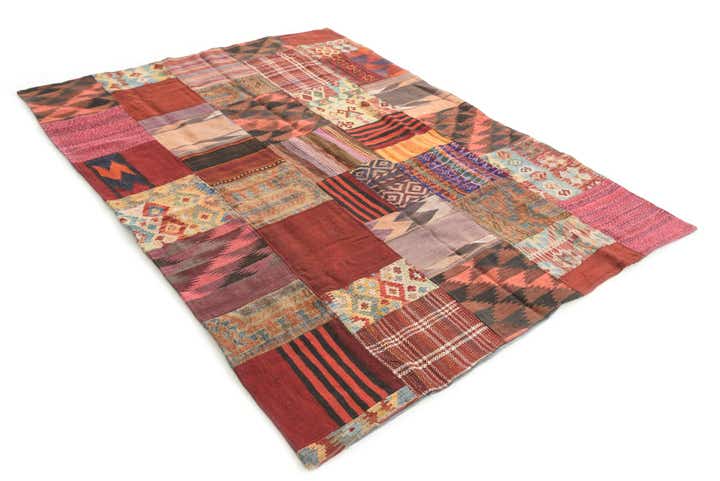 5' x 6' 7 Hand Woven Kilim Patchwork Wool Rug