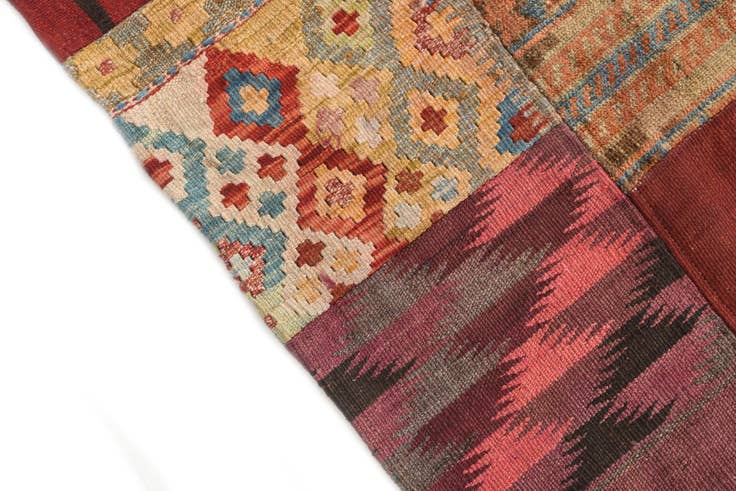Detail image of 5' x 6' 7 Hand Woven Kilim Patchwork Wool Rug